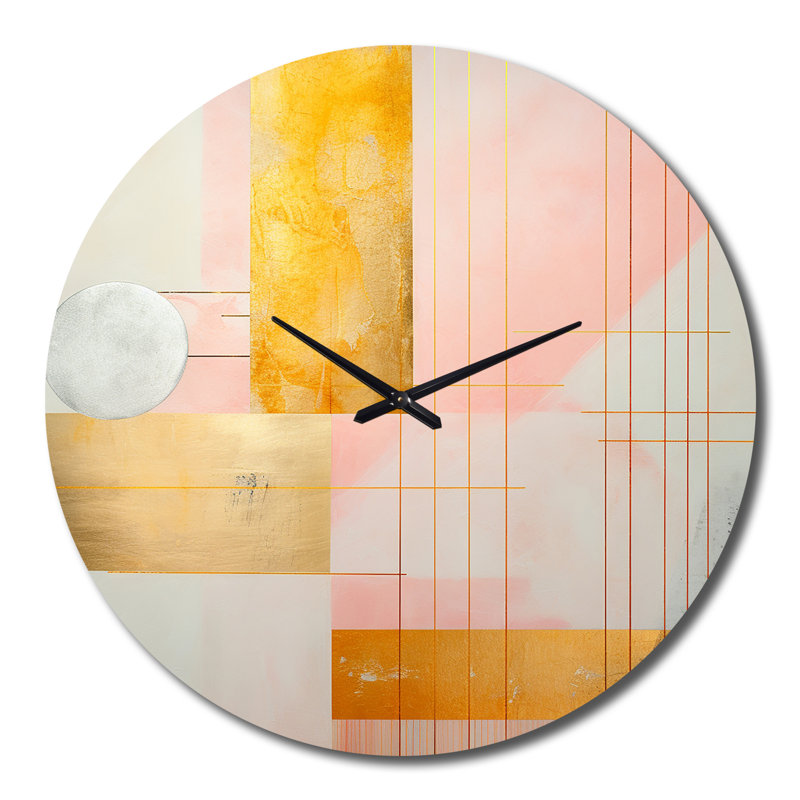 Horloge murale géométrique moderne «I» géométrique rose Serenityin, Très grand