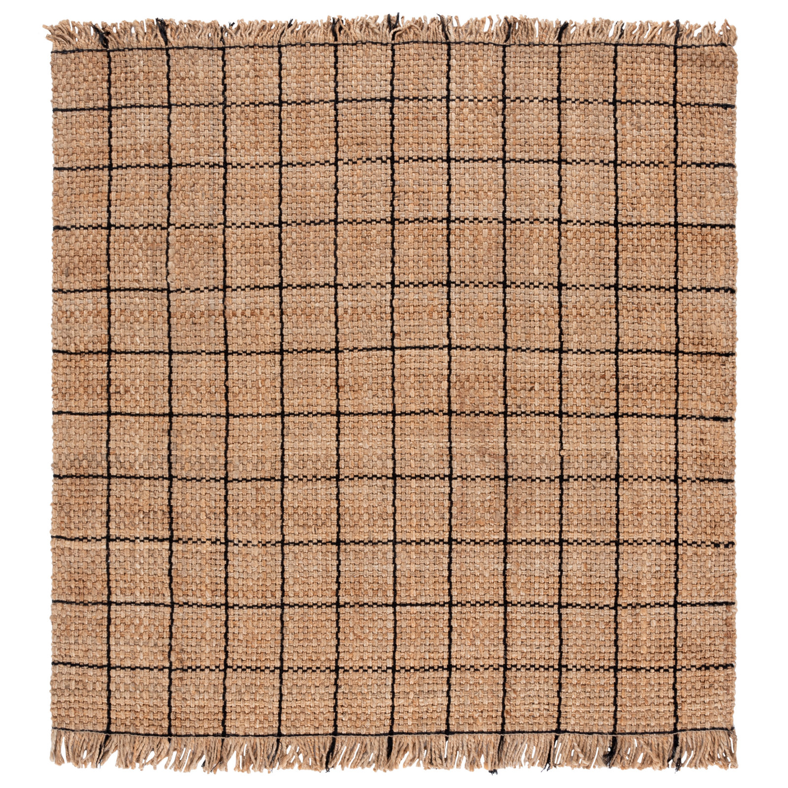Natural Fiber 602 Hand Woven Jute Geometric Rug, Square 6'
