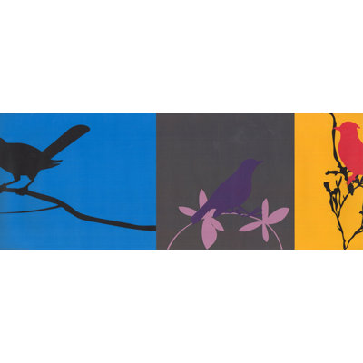 Papier peint abstrait oiseaux mauves Funchess