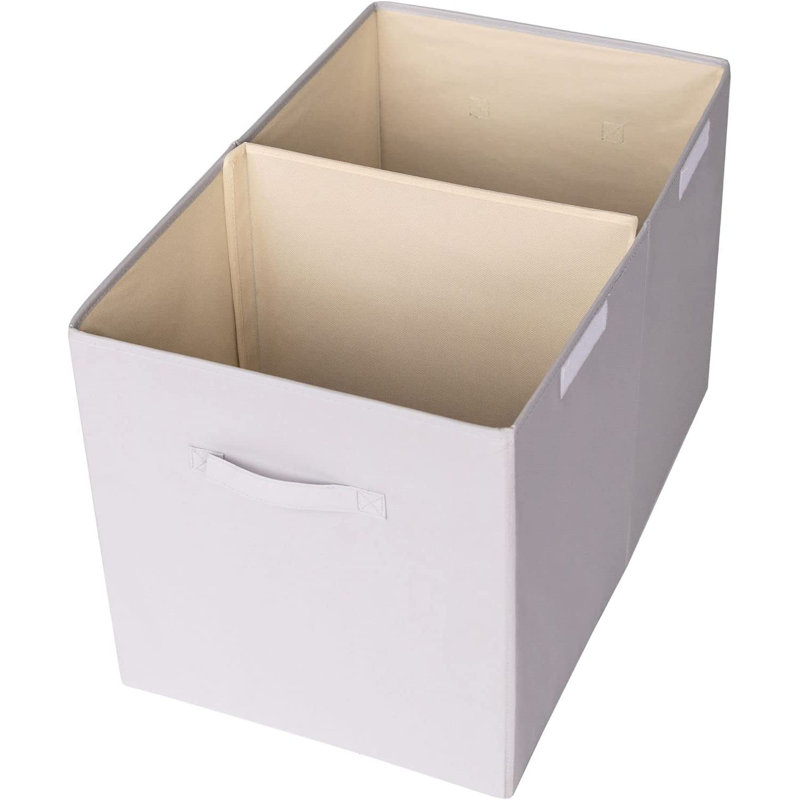Coffre de rangement en tissu recyclé avec 3 pousses, Gris clair