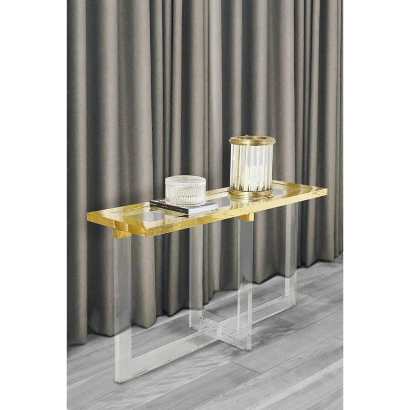 Hurricane Candle Holder, 11" H x 10.5" W x 10.5" D, Gold/Clear