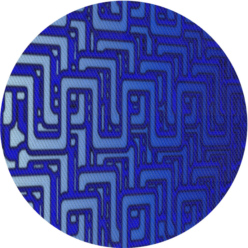 Tapis de zone bleue à motifs Peregrin, Rond 3 pi
