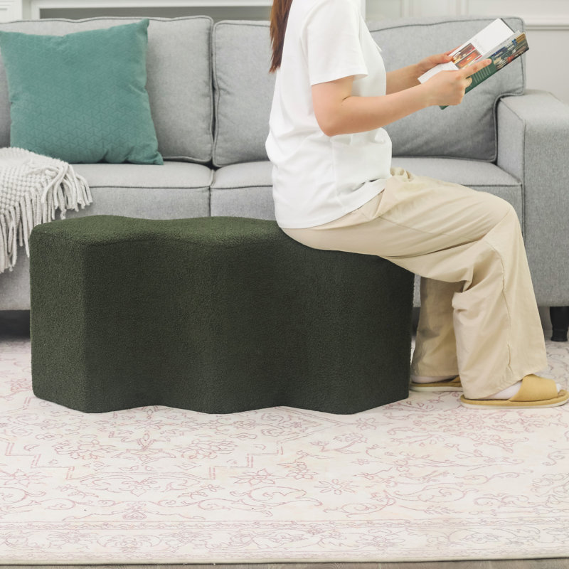 Sahithi Upholstered Ottoman, Blackish Green
