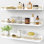 Ensemble de 3 tablettes flottantes 24 "pour salle de bain, 3 tablettes murales blanches et dorées avec rail