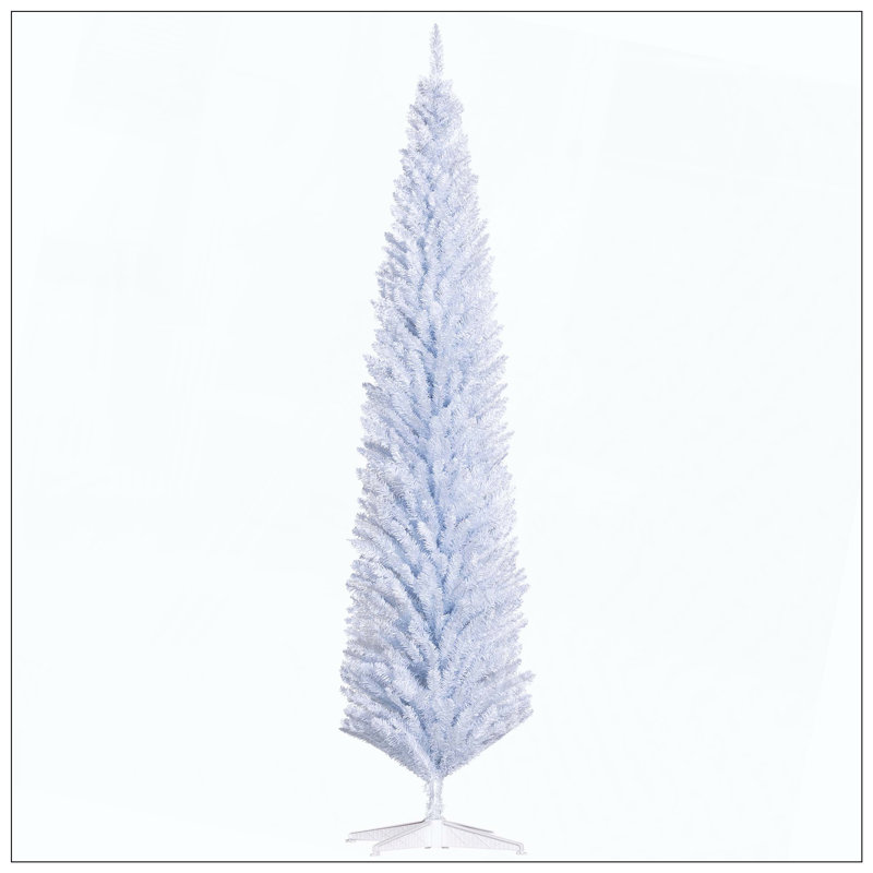 Arbre de Noël artificiel, arbre de Noël mince avec 618 pointes de branches réalistes et support en plastique, Blanc