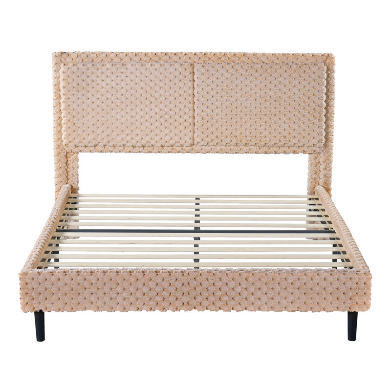 Lit simple simple et moderne avec dossier confortable et structure stable, parfait pour les chambres confortables, Chameau