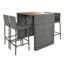 Ensemble de bar d'extérieur en osier 5 pièces avec chaises ergonomiques, coussins amovibles, pieds antidérapants et conception empilable peu encombrante.