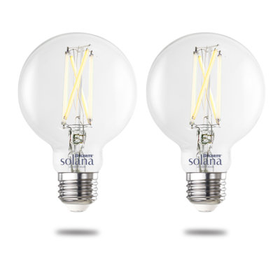 Bulbrite Solana 60 Watt Equivalent G25 Smart WIFI Connected 90CRI LED Edison Filament Light Bulb, 2PK