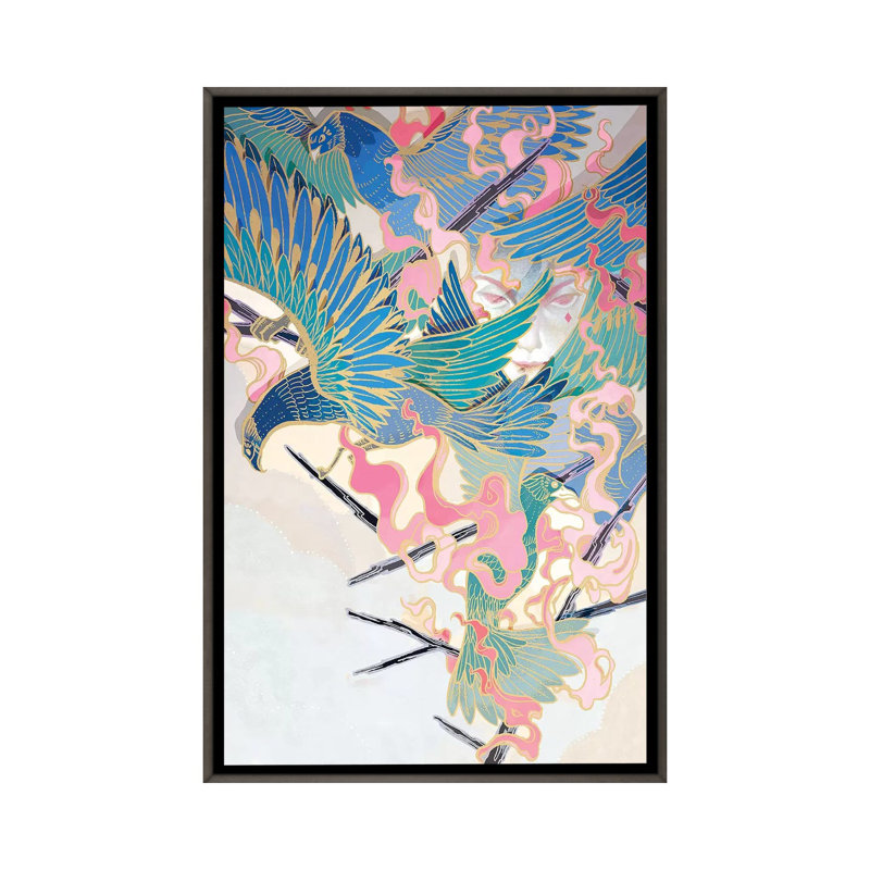 «Secret Weapon» par Sija Hong - reproduction d'art, Pas de tapis, Toile encadrée de bois rustique foncé
