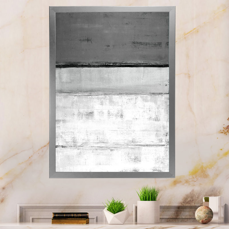 Toile abstraite, impression sur fond blanc et gris - fond blanc et gris, H 40 po x l 30 po x P 1 po, Cadre photo argenté