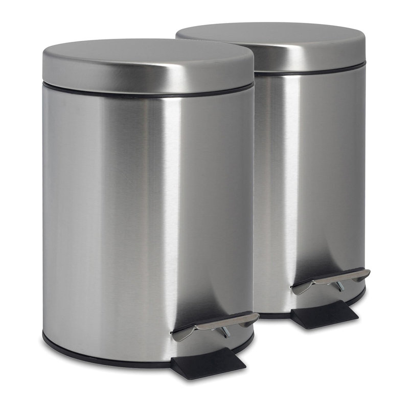 Harbour Housewares - Round Bathroom Pedal Bins, Brushed