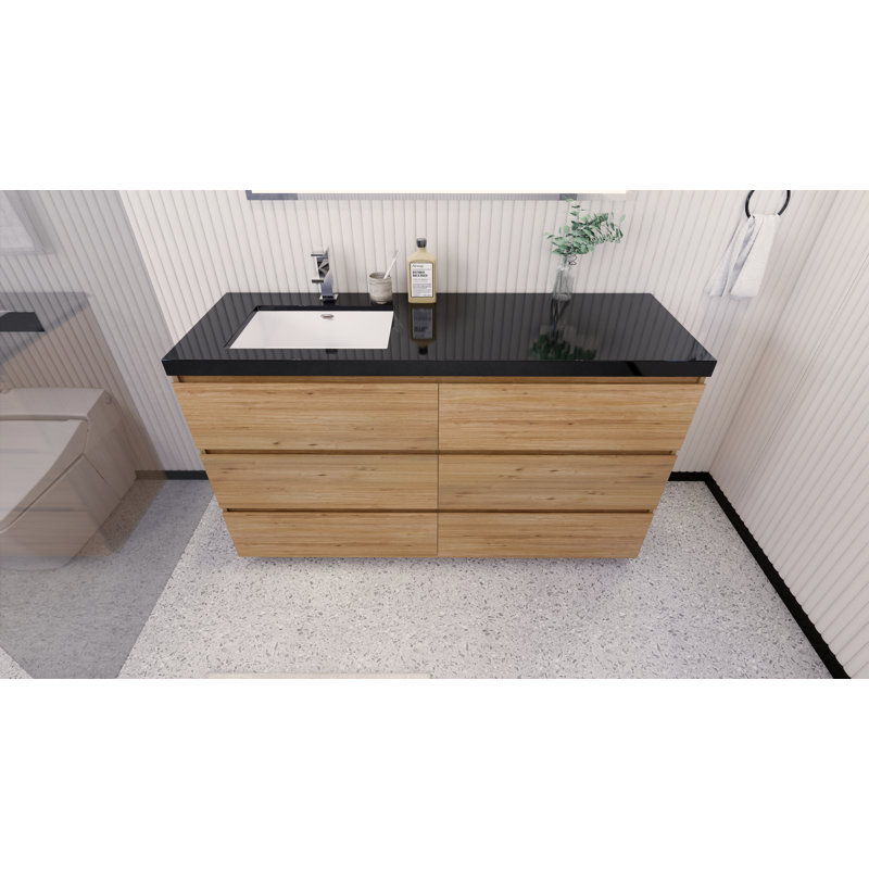 Base de meuble-lavabo simple 60 po Reyes, Chêne naturel