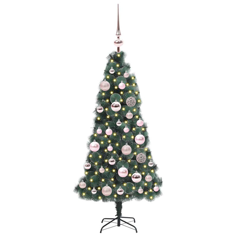 Artificial Pre-lit Christmas Tree with Ball Set, Pink, 3.94' H