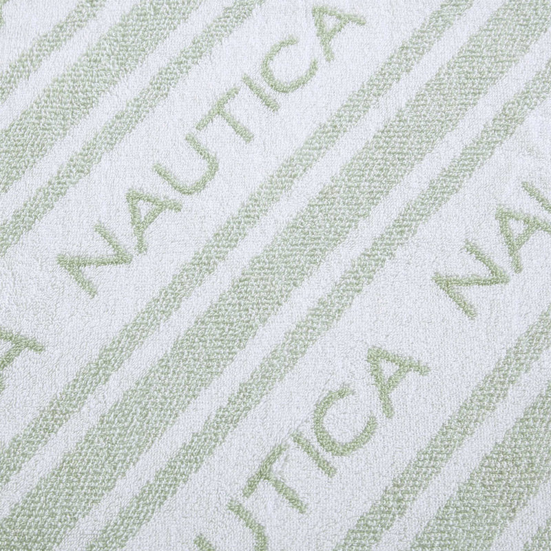 Nautica 6 Piece 100% Cotton Towel Set, Minera Green Striped