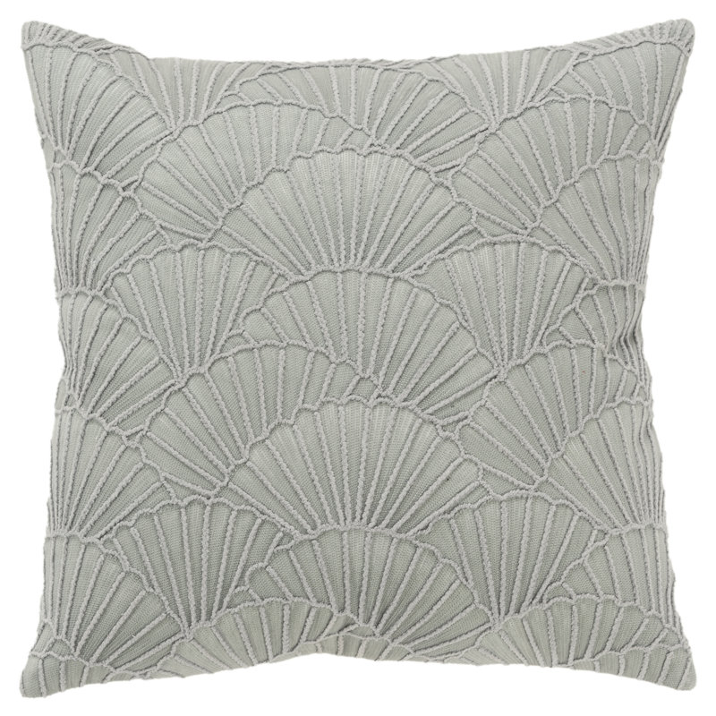Gray Embroidered Cotton 20"x20" Throw Pillow