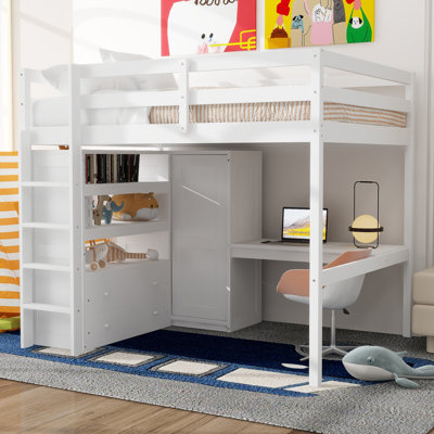 Khansaa Loft Bed with Built-in Desk and Storage