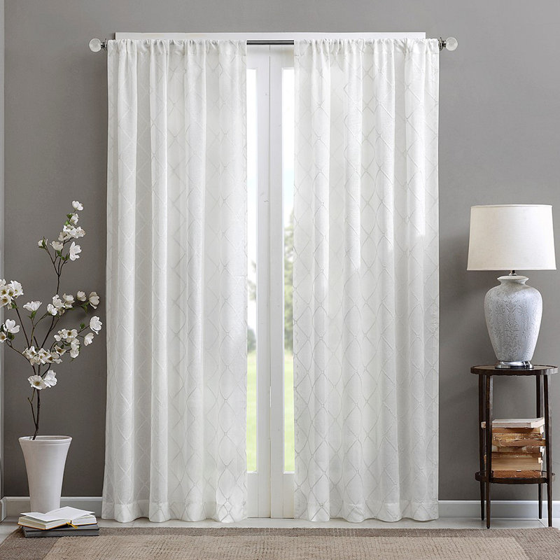 Panneau de rideau transparent Diamond (seulement 1 panneau PC), L 50,06 po x L 95,04 po, Blanc
