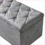Ensemble de repose-pieds rectangulaire 3 pièces en velours gris clair | Structure en bois | Accents noirs
