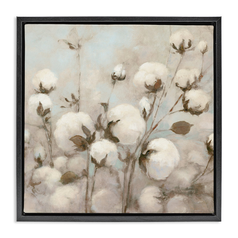 Peinture neutre en coton, H 18 po x l 18 po, Cadre flottant noir de jais