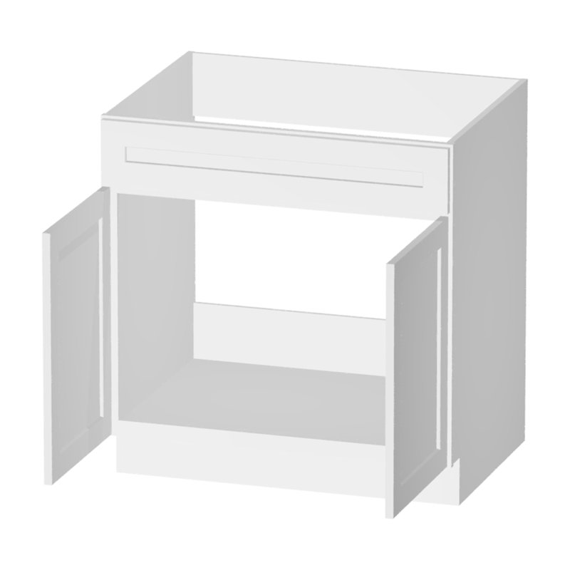 Meuble sous-évier en contreplaqué blanc, prêt à assembler, Kindwood Eco Shaker, 33 po L x 24 po P x 34,5 po H, 33", White