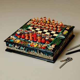 Crader World Menagerie 2 Player Wood Chess And Checkers Set