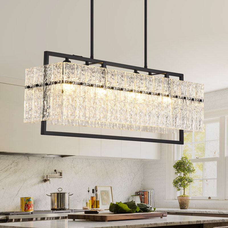 Modern Rectangle Black Crystal Chandeliers