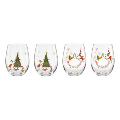 Merry Grinchmas Glass Tumblers, Set Of 4