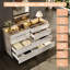 120 cm W 8-Drawer Dresser with Glass Top, High Gloss, White-1986066498