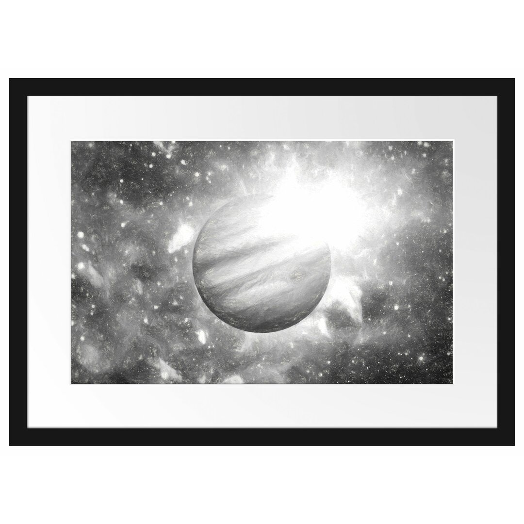 Gerahmtes Papierbild Planet Jupiter im Universum