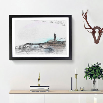 Blackpool Tower and Beach in Abstract - Framed Print