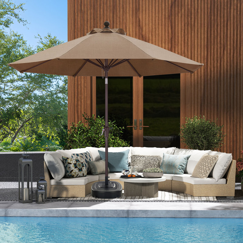 Parasol de patio en oléfine 9 pi 9 pi, Kaki
