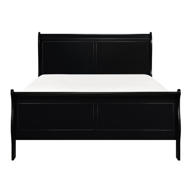 Lit double en bois traditionnel de style traditionnel avec tête de lit et rails, sommier tapissier indispensable, assemblage requis, lit à finition simple pour la chambre à coucher, livré avec le nécessaire