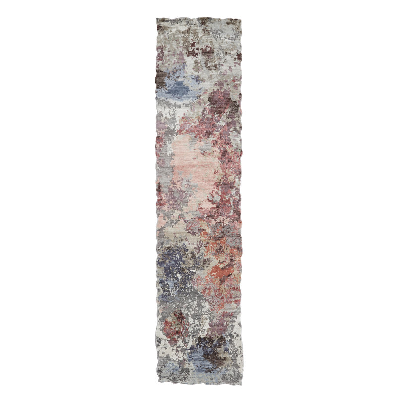 Hand Knotted Wool Abstract Area Rug, Runner 2'6" x 10'