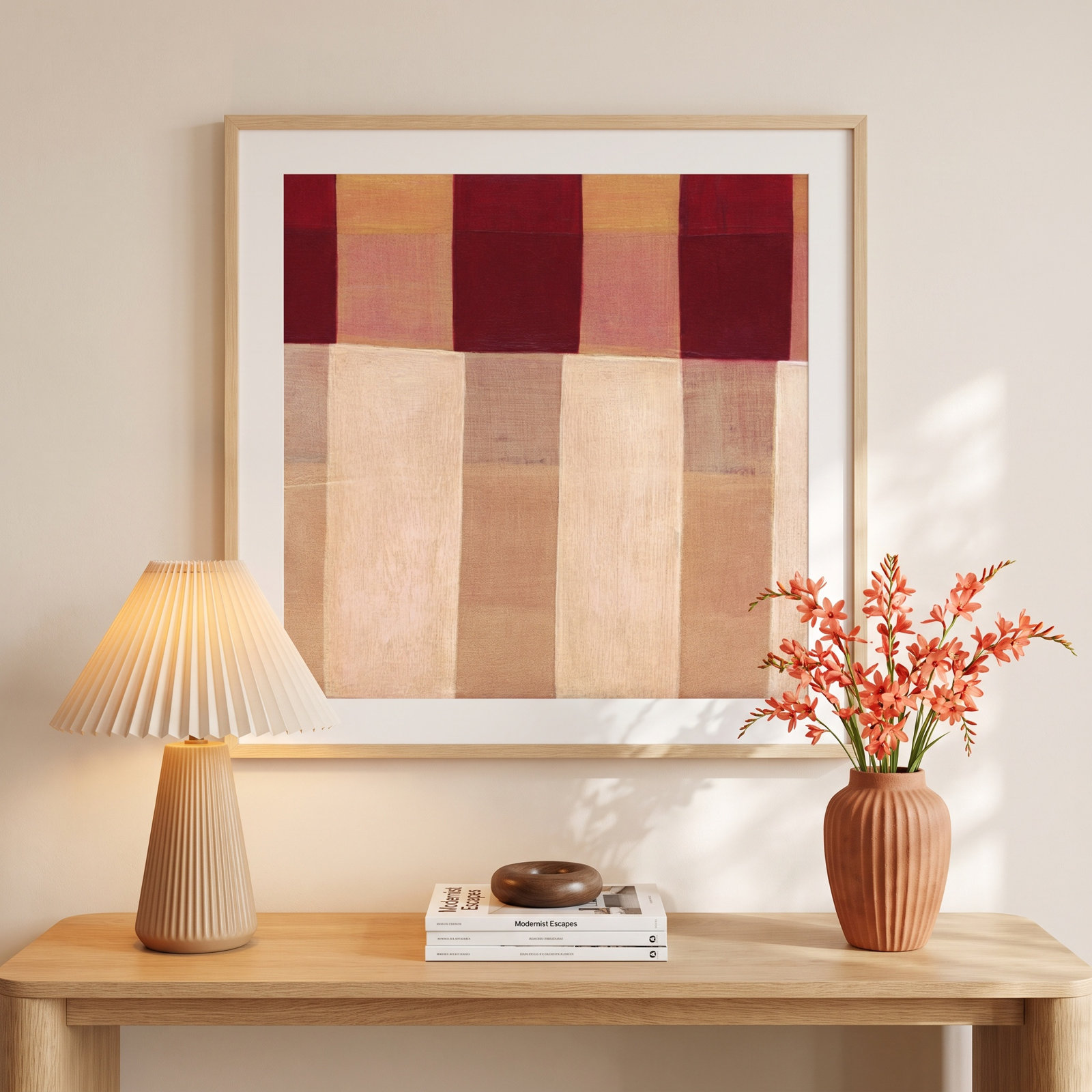 Broken Stripes 1 by Laura Nugent, 41" H x 41" W x 1" D, Brown