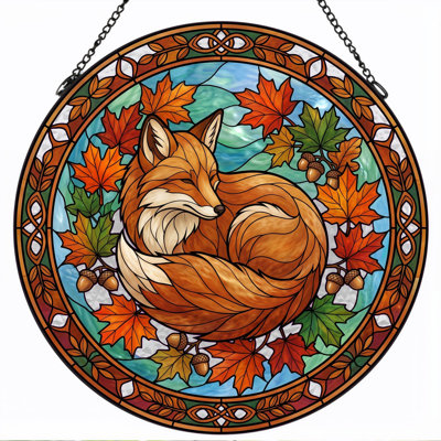 Panneau de vitrail Fox Autumn