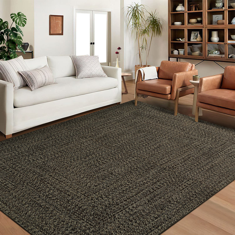 Abstract Washable Area Rug, Tan, Rectangle 120 x 170 cm