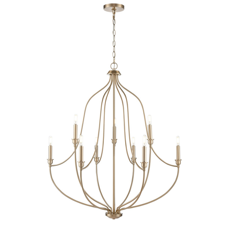 Senoia Chandelier - Modern Gold, 9, 37.25" H x 32.5" W x 32.5" D