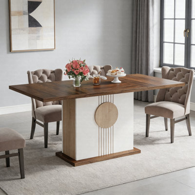 55" Rectangular Farmhouse Dining Table – Wooden Kitchen Table For 4-6