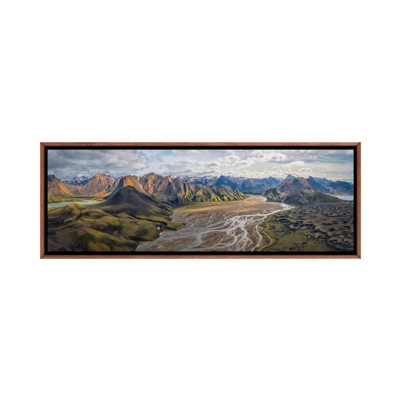 Iceland: Fjallabaksleianyrari 1 Piece Floater Frame Panoramic Wall Art on Canvas
