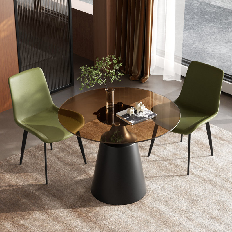 Ensemble de table de salle à manger moderne à piédestal pour 2 ou 4 personnes, 3 pièces: table, 2 chaises, Vert, Noir