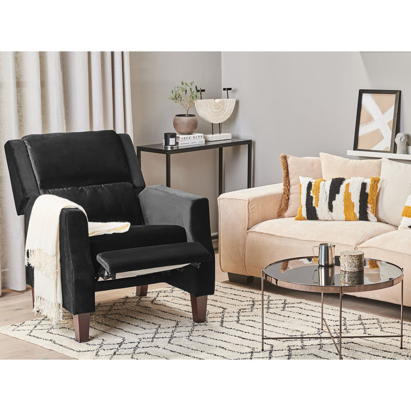 Castin 75cm Wide Velvet Standard Recliner, Black
