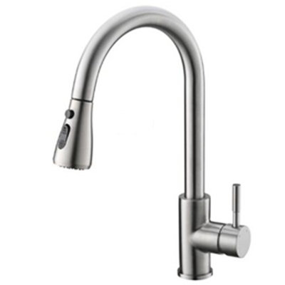 Pull Out Kitchen Faucet, Brushed Nickel, Single Handle Brass, Touch-On, 3 Water Output Effects, Simple Install Touch Activated , Save With Auto Shut Off