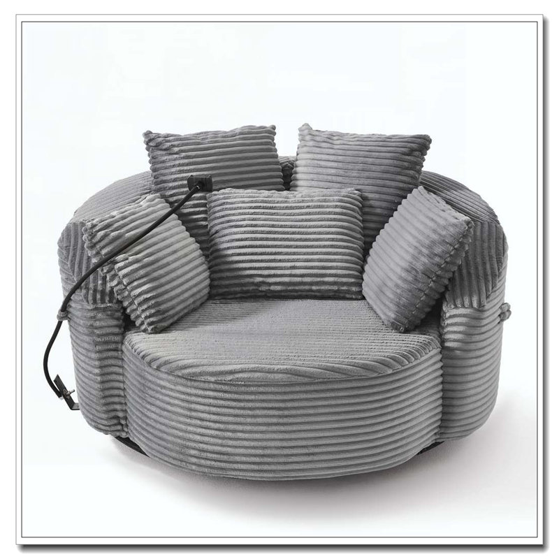 Fauteuil demi-tonneau pivotant à 360 °, Gris