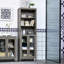 Grande armoire de rangement pour salle de bain avec tablette à 3 niveaux, armoire en verre, tour de lin autoportante avec tablettes réglables, grain de bois gris