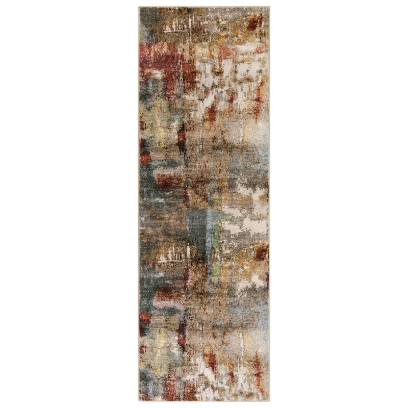 Tapis lavables abstraits modernes pour la chambre à coucher Kayo, Tapis de couloir 2 pi x 6 pi