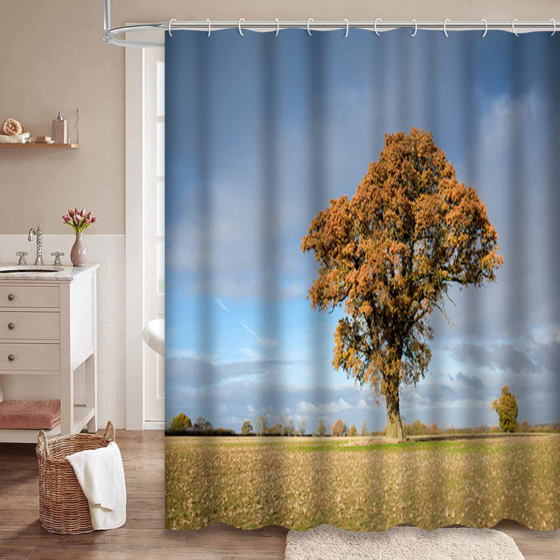 Rideau de douche jaune imperméable, rideaux de douche pour la salle de bain avec 12 crochets, 72" L x 84" W