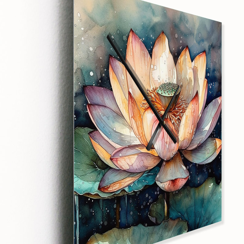 Lotus Floral Dreams I - Horloges murales florales Lotus, H 40 po x l 30 po x P 1 po