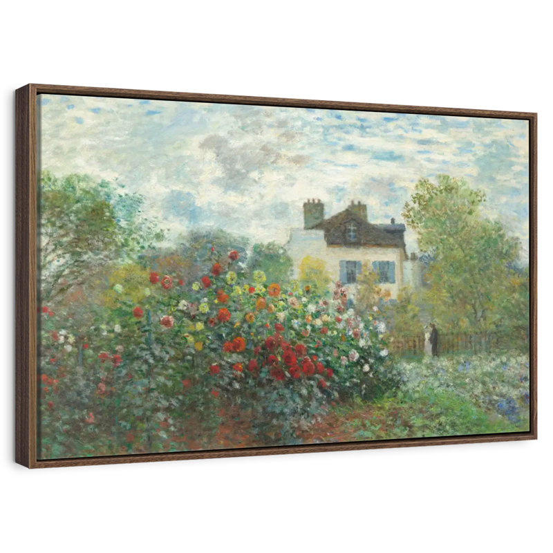 Le jardin de Monet à Argenteuil, 1873, 46 po x 31 po, Cadre flottant noyer