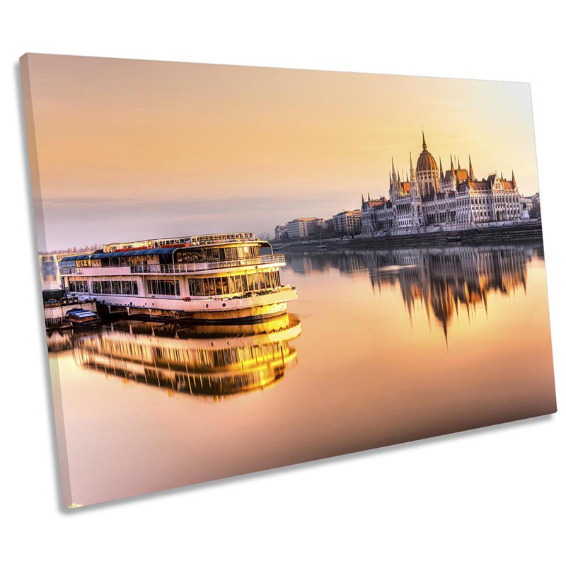 Budapest Hungary Sunset - Wrapped Canvas Art Prints, 30.5cm H x 45.7cm W x 2cm D