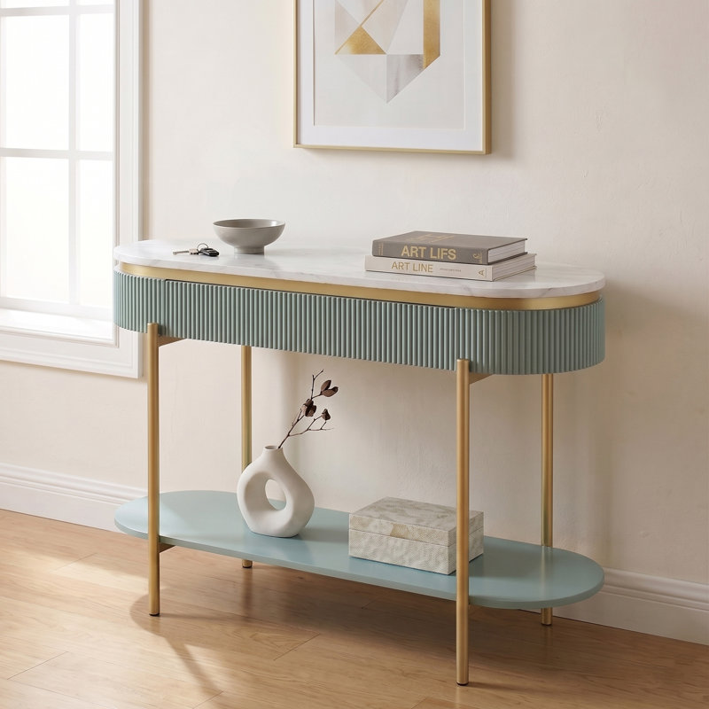 Bembry 48'' Console Table, Green/Gold